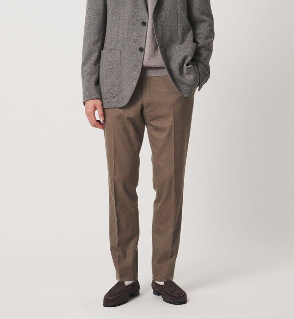UNITED ARROWS「バーズアイ サイドエクステンド ノープリーツ スラックス COMFORT EASY-MODEL ウォッシャブル ヨコストレッ」|スラックス|BEIGE