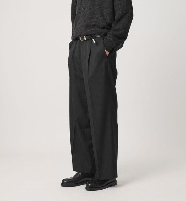 BEAUTY&YOUTH UNITED ARROWS「ピンストライプ ワイド ストレート スラックス NO.10」|チノ|BLACK