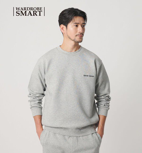 BEAUTY&YOUTH UNITED ARROWS「【WEB限定 WARDROBE SMART】ダブルニット ロゴ クルーネック スウェット/セットアップ対応【抗菌・防臭】」|Tシャツ・カットソー|MD.GRAY