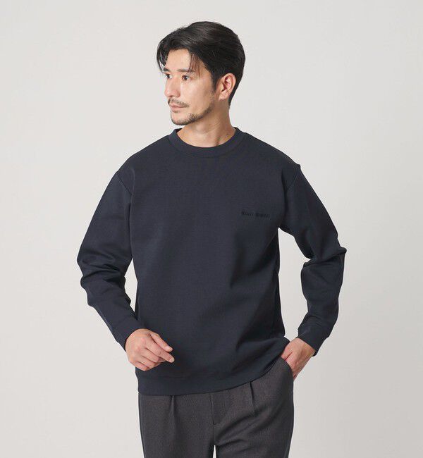 BEAUTY&YOUTH UNITED ARROWS「【WEB限定 WARDROBE SMART】ダブルニット ロゴ クルーネック スウェット/セットアップ対応【抗菌・防臭】」|Tシャツ・カットソー|