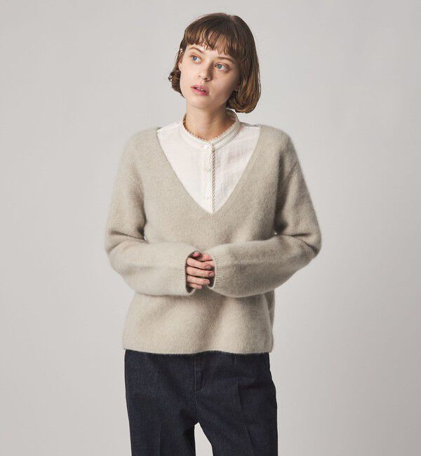 STEVEN ALAN「＜Steven Alan＞オーストラリアン ウール ミックス Vネック ニット」|ニット・セーター|NATURAL