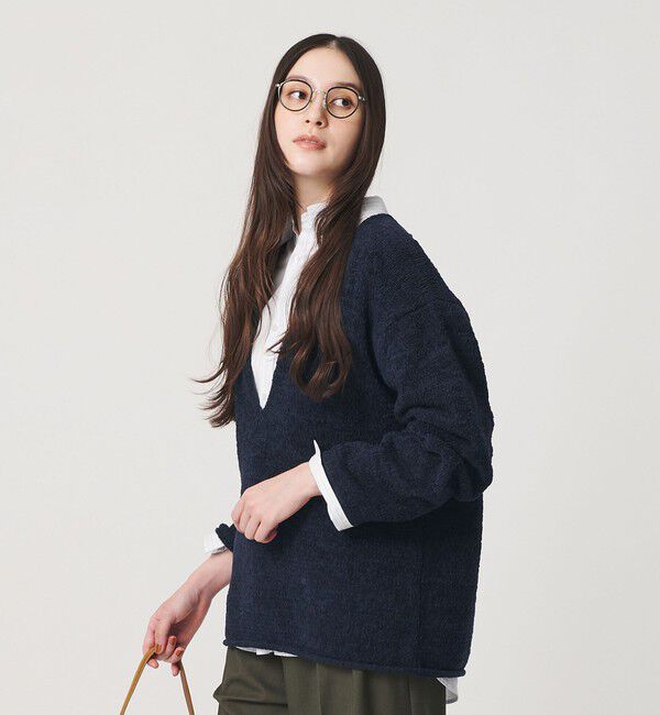 BEAUTY&YOUTH UNITED ARROWS「テープヤーン ディープVネック ニット」|ニット・セーター|NAVY