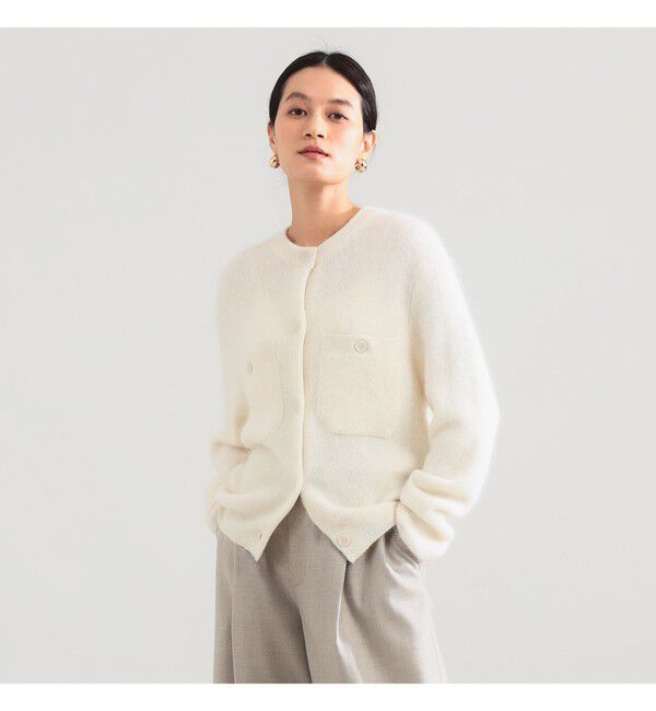 Demi-Luxe BEAMS 「アルパカ シャギー カーディガン」|ニット・セーター|WHITE