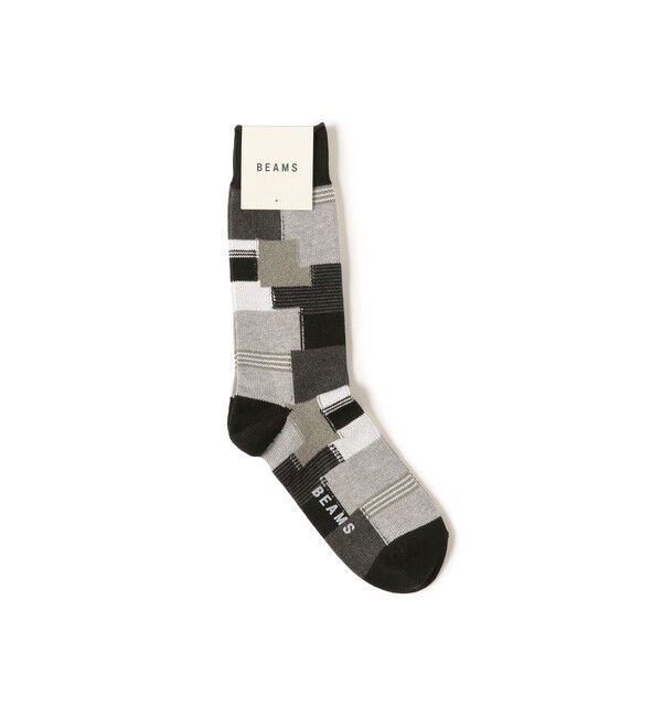 BEAMS「パッチワーク ソックス」|ソックス|BLACK