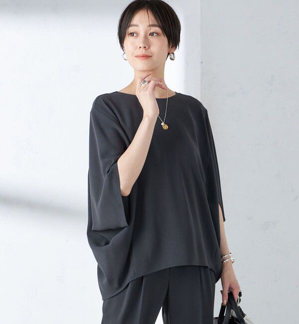 SHIPS for women「〈接触冷感 / 手洗い可能〉アセテート混 バック サテン ドルマン ブラウス」|シャツ・ブラウス|