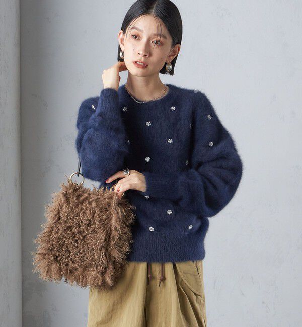 SHIPS for women「〈手洗い可能〉ビジュー FOX クルーネック プルオーバー」|ニット・セーター|