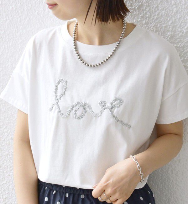 SHIPS for women「【WEB限定】ファンシー コード 刺繍 ロゴ TEE」|Tシャツ・カットソー|