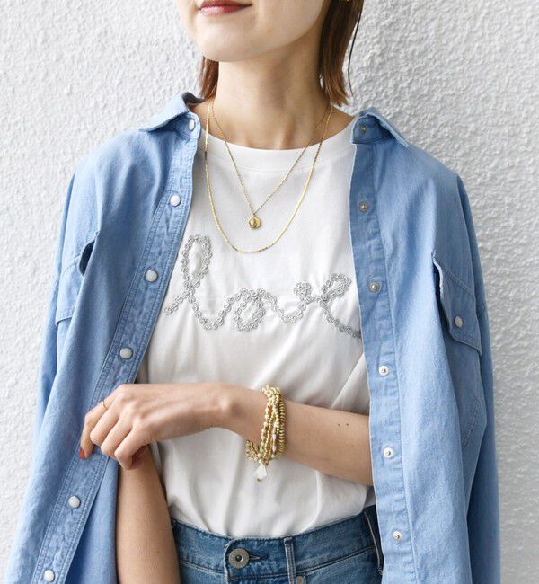 SHIPS for women「【WEB限定】ファンシー コード 刺繍 ロゴ TEE」|Tシャツ・カットソー|