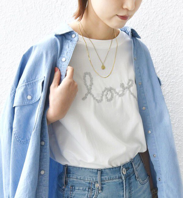 SHIPS for women「【WEB限定】ファンシー コード 刺繍 ロゴ TEE」|Tシャツ・カットソー|