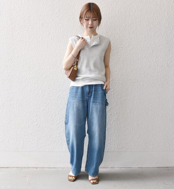 SHIPS any「SHIPS any:〈洗濯機可能〉ワッフル ヘンリーネック 2WAY ノースリーブ TEE」|タンクトップ|