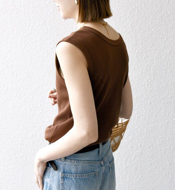 SHIPS any「SHIPS any:〈洗濯機可能〉ワッフル ヘンリーネック 2WAY ノースリーブ TEE」|タンクトップ|