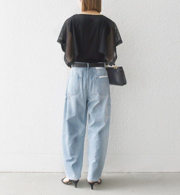 SHIPS any「〈手洗い可能〉メッシュ シアー ハンカチ スリーブ ドッキング TEE」|Tシャツ・カットソー|