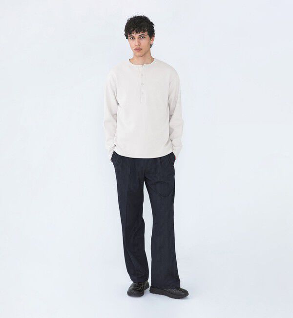SHIPS「City Ambient Products: ピケ ヘンリー ネック ロングスリーブ」|Tシャツ・カットソー|
