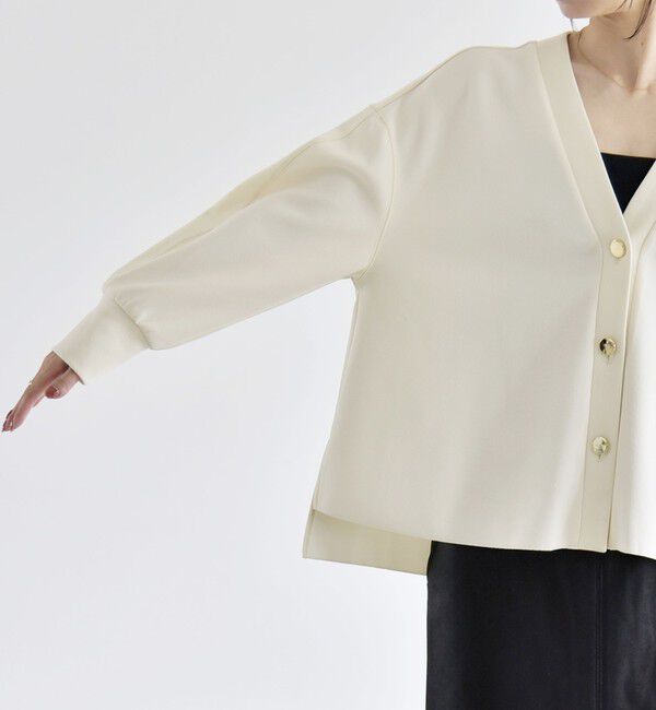 quaranciel「《一部追加予約》〈手洗い可能〉カットジョーゼット Vネック ワイド カーディガン」|カーディガン|