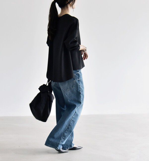 quaranciel「《一部追加予約》〈手洗い可能〉カットジョーゼット Vネック ワイド カーディガン」|カーディガン|