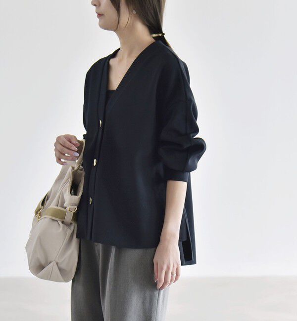 quaranciel「《一部追加予約》〈手洗い可能〉カットジョーゼット Vネック ワイド カーディガン」|カーディガン|