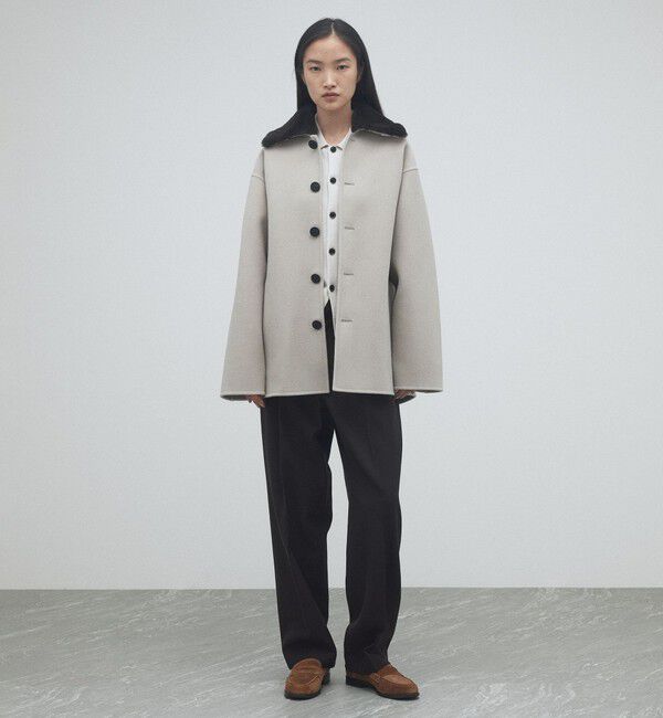 Edition「【WEB先行予約】ウールカシミヤリバー ファーカラー ショートコート」|ステンカラーコート|
