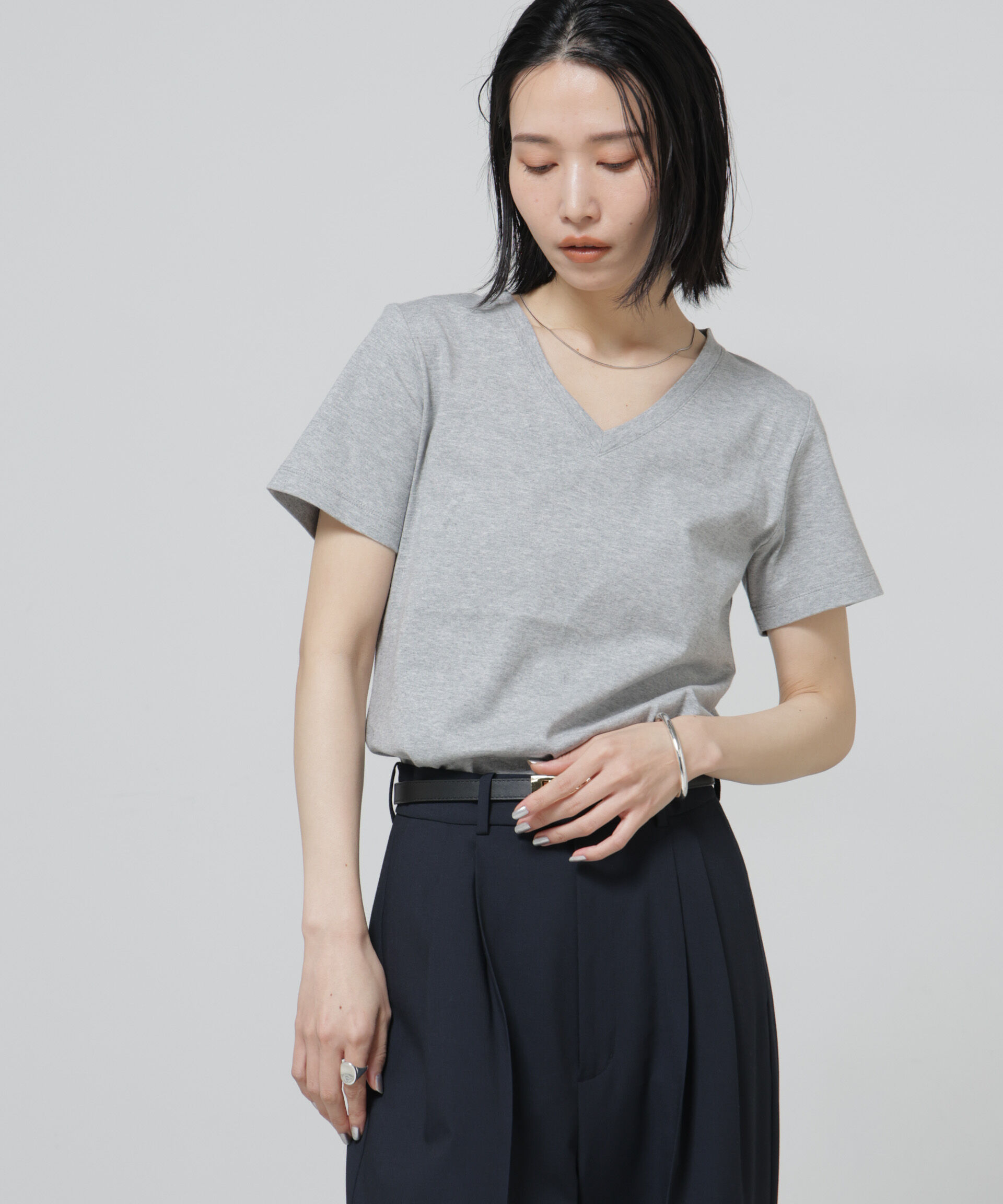 NANO universe「〈追加〉Anti Soaked(R) 汗染み防止VネックTシャツ」|Tシャツ・カットソー|トップグレー4