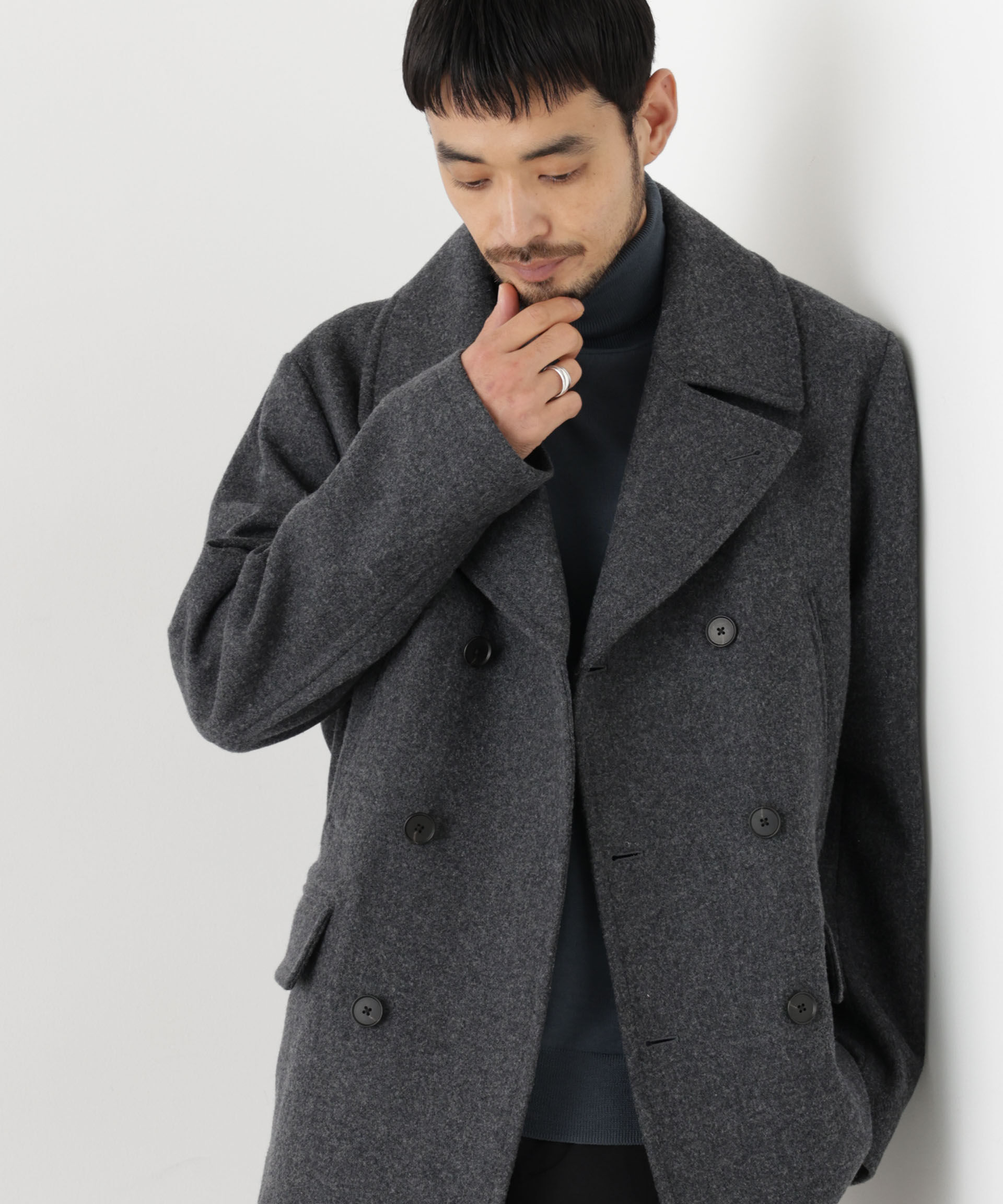 NANO universe「「NEW ON COAT」ウール/NショートPコート」|その他|チャコール3