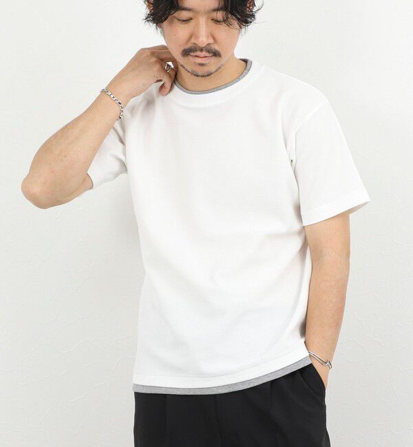 NOLLEY'S goodman「ケーブルニットダブルカラーTee 26SS」|Tシャツ・カットソー|ホワイト