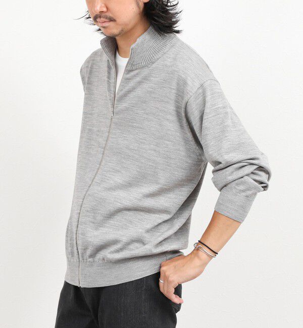 NOLLEY'S goodman「ハイゲージウォッシャブルニットスタンドジップ 26AW」|ニット・セーター|ライトグレー