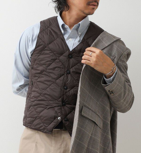 NOLLEY'S goodman「【TAION/タイオン】SINGLE SNAP BUTTON DOWN GILET 26AW」|ダウンベスト・ベスト|ダークブラウン