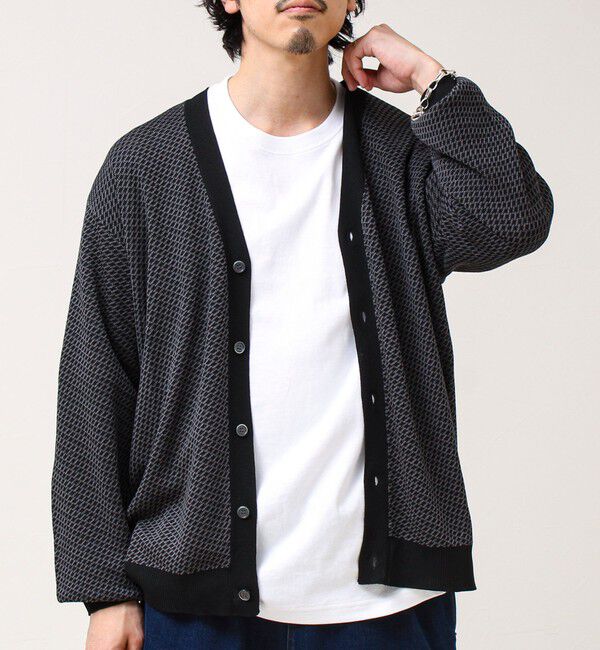 GLOSTER「【シャリ感で軽やか】バーズアイVネック crunchyカーデ」|カーディガン|