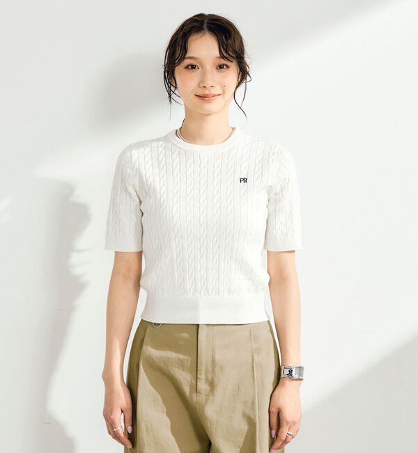 fredy emue「【WEB限定/大人気シリーズ】FR刺しゅうケーブル柄半袖プルオーバーニット」|ニット・セーター|