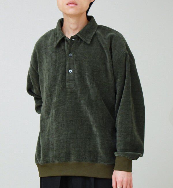 GLOSTER「【セットアップ対応】ソフトシェニールポロ ロングスリーブ」|ポロシャツ|オリーブ