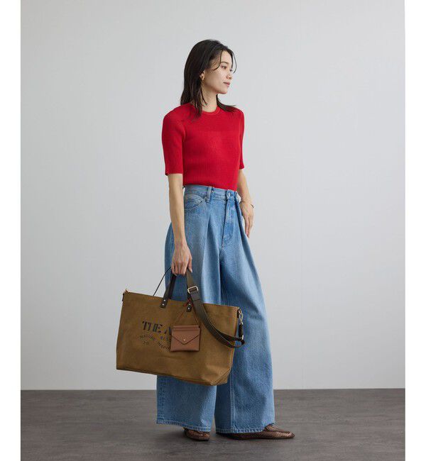 SALON adam et rope'「【WEB限定】シアーリブニットハーフスリーブプルオーバー」|Tシャツ・カットソー|