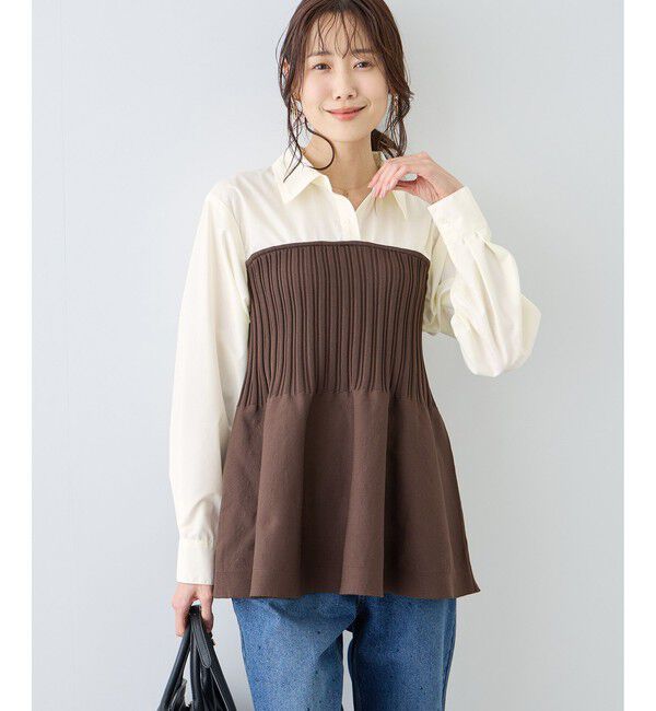 Rope&rsquo;Picnic「シャツドッキングペプラムニット」|シャツ・ブラウス|