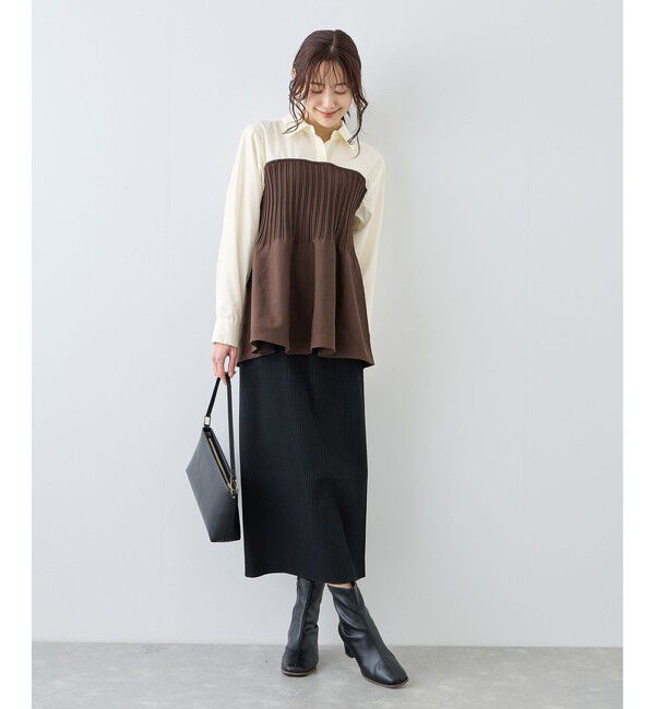 Rope&rsquo;Picnic「シャツドッキングペプラムニット」|シャツ・ブラウス|