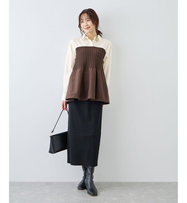 Rope&rsquo;Picnic「シャツドッキングペプラムニット」|シャツ・ブラウス|