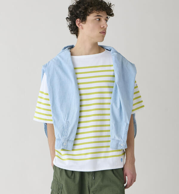ORCIVAL「ORCIVAL | ラッセル ワイド ボートネック 半袖バスクシャツ MEN」|Tシャツ・カットソー|YELLOW系1