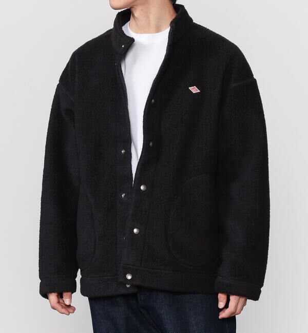 DANTON「DANTON | ダブルフェイスボア スタンドカラージャケット MEN」|ブルゾン・スタジャン|BLACK