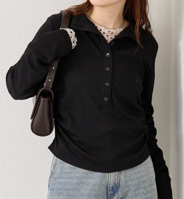  「リブヘンリーネックプルオーバー」|Tシャツ・カットソー|ブラック