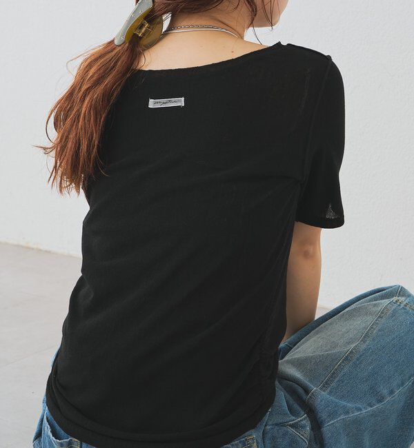  「サイドギャザーシアーTシャツ」|Tシャツ・カットソー|