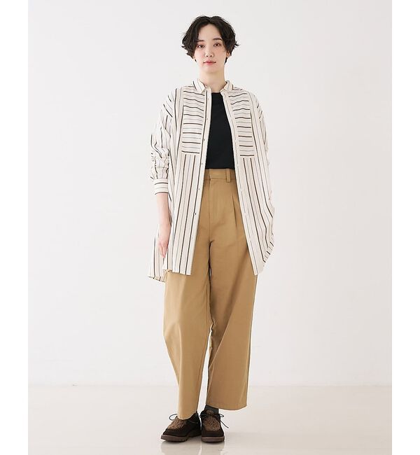collex「バックギャザーストライプブサムロングシャツ」|シャツ・ブラウス|