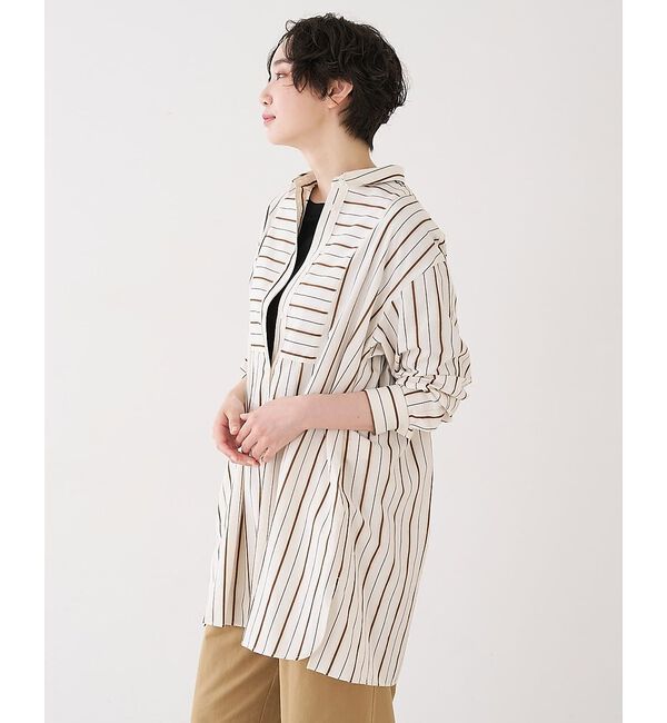 collex「バックギャザーストライプブサムロングシャツ」|シャツ・ブラウス|