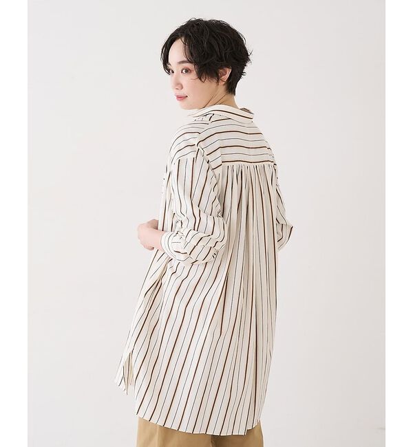 collex「バックギャザーストライプブサムロングシャツ」|シャツ・ブラウス|