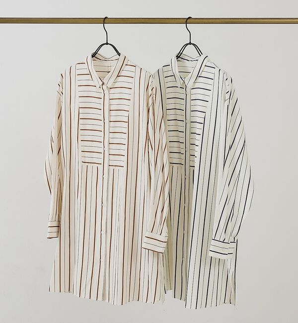 collex「バックギャザーストライプブサムロングシャツ」|シャツ・ブラウス|