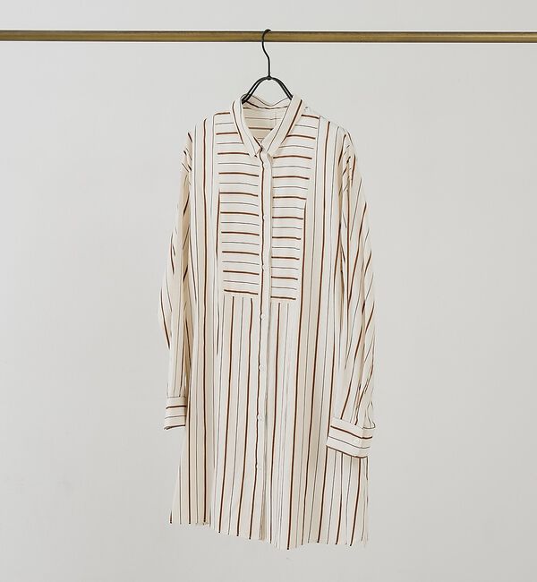 collex「バックギャザーストライプブサムロングシャツ」|シャツ・ブラウス|