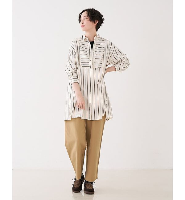 collex「バックギャザーストライプブサムロングシャツ」|シャツ・ブラウス|