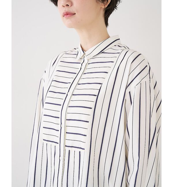 collex「バックギャザーストライプブサムロングシャツ」|シャツ・ブラウス|