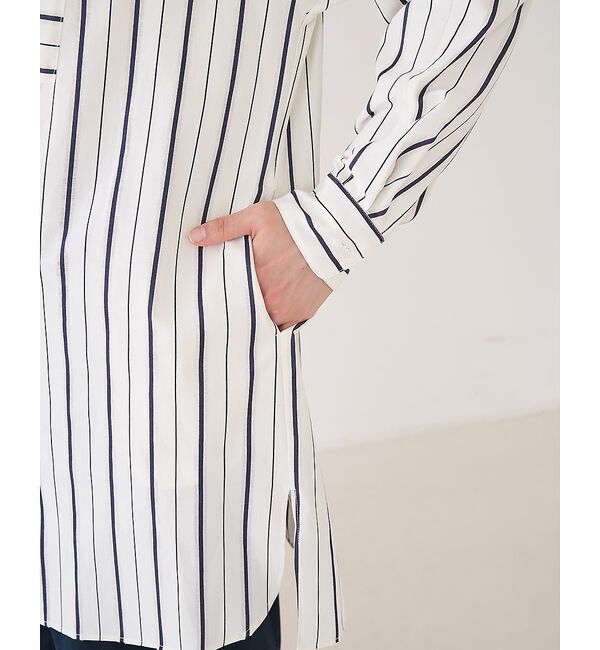 collex「バックギャザーストライプブサムロングシャツ」|シャツ・ブラウス|