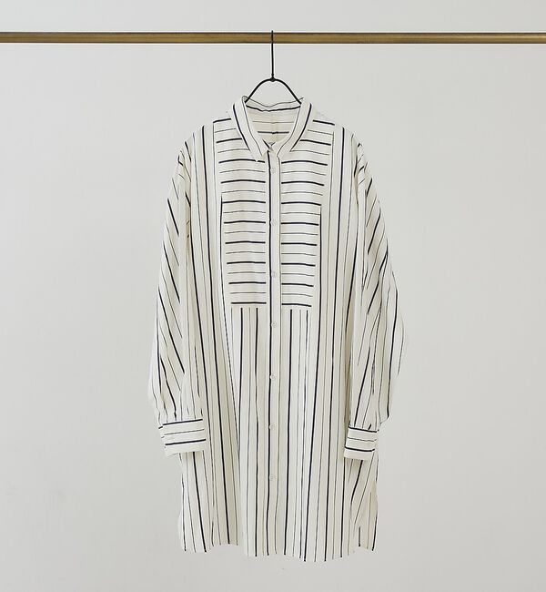 collex「バックギャザーストライプブサムロングシャツ」|シャツ・ブラウス|