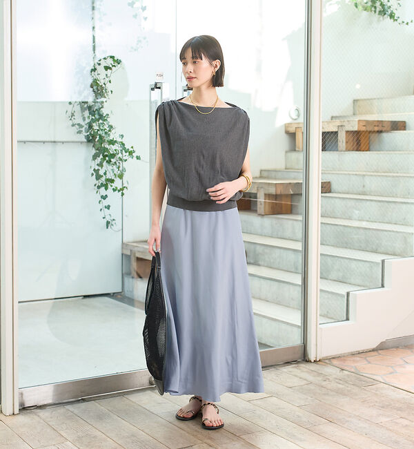 Rouge vif「ヴィンテージライクキュプラバイヤスロングスカート」|スカート|