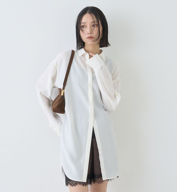 Rouge vif「ウエストタックドレープロングシャツ」|シャツ・ブラウス|