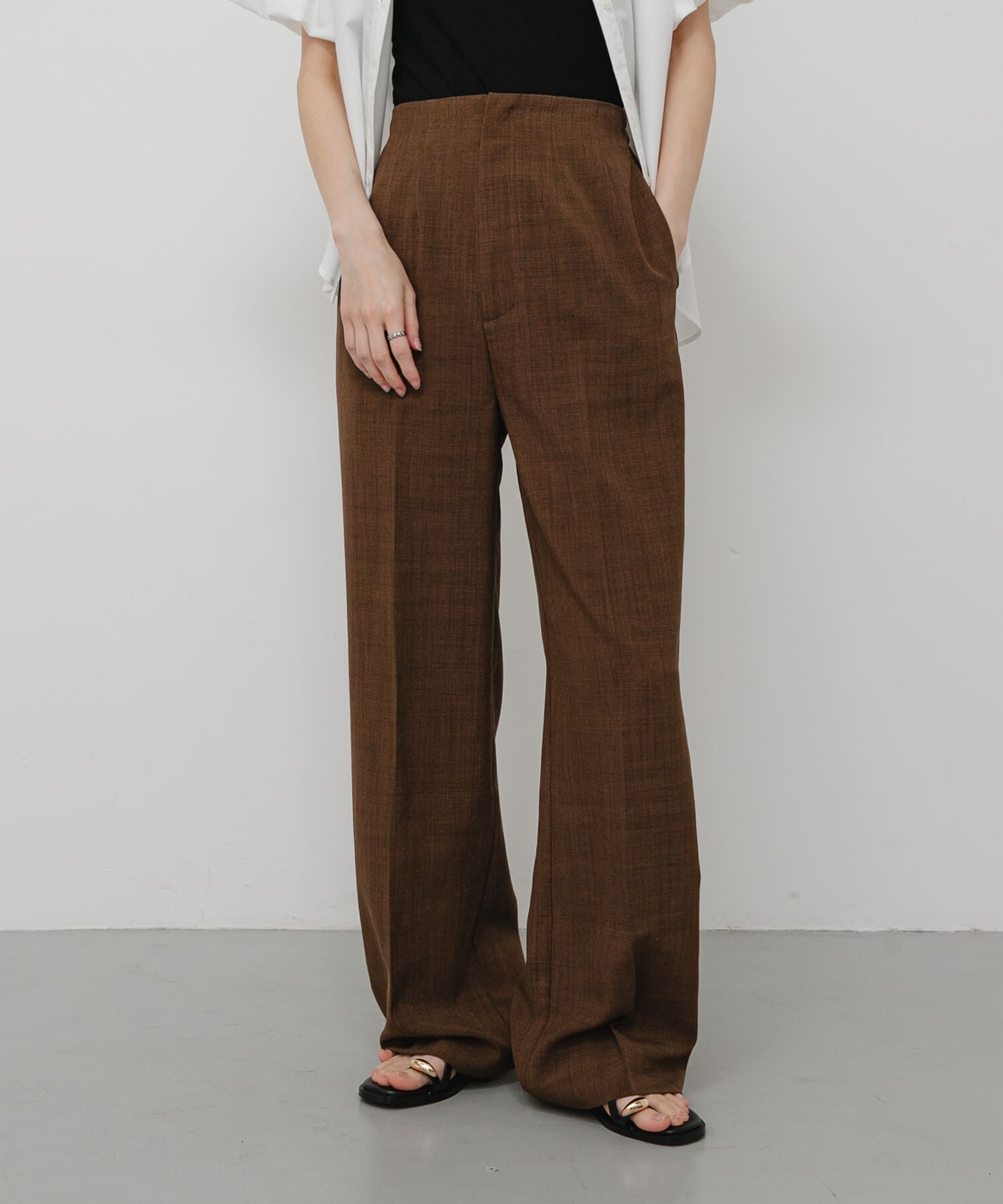 SENSE OF PLACE by URBAN RESEARCH「『UR TECH DRYLUXE』リネンライクワイドパンツ」|その他|ブラウン