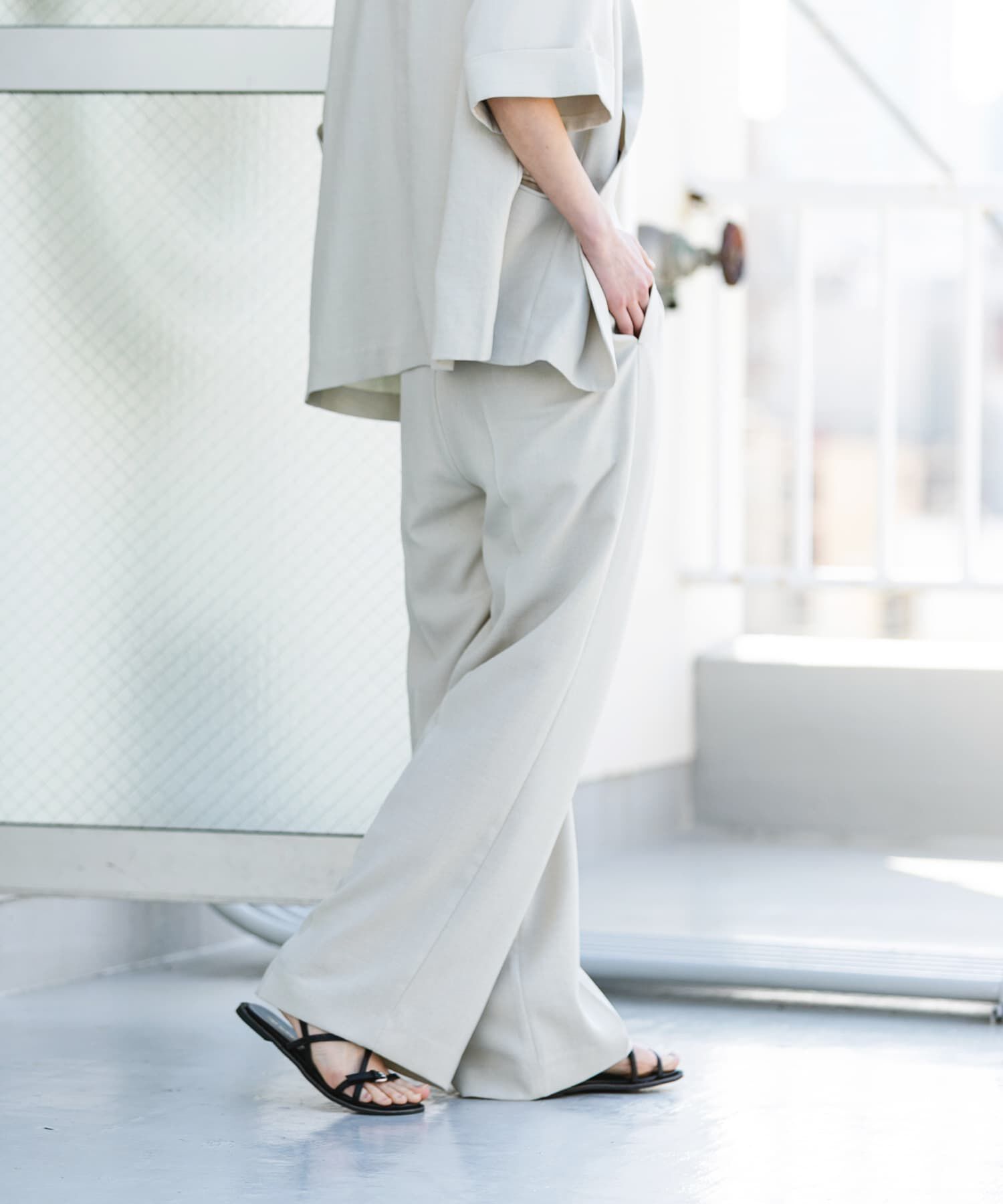 SENSE OF PLACE by URBAN RESEARCH「『UR TECH DRYLUXE』リネンライクワイドパンツ」|その他|
